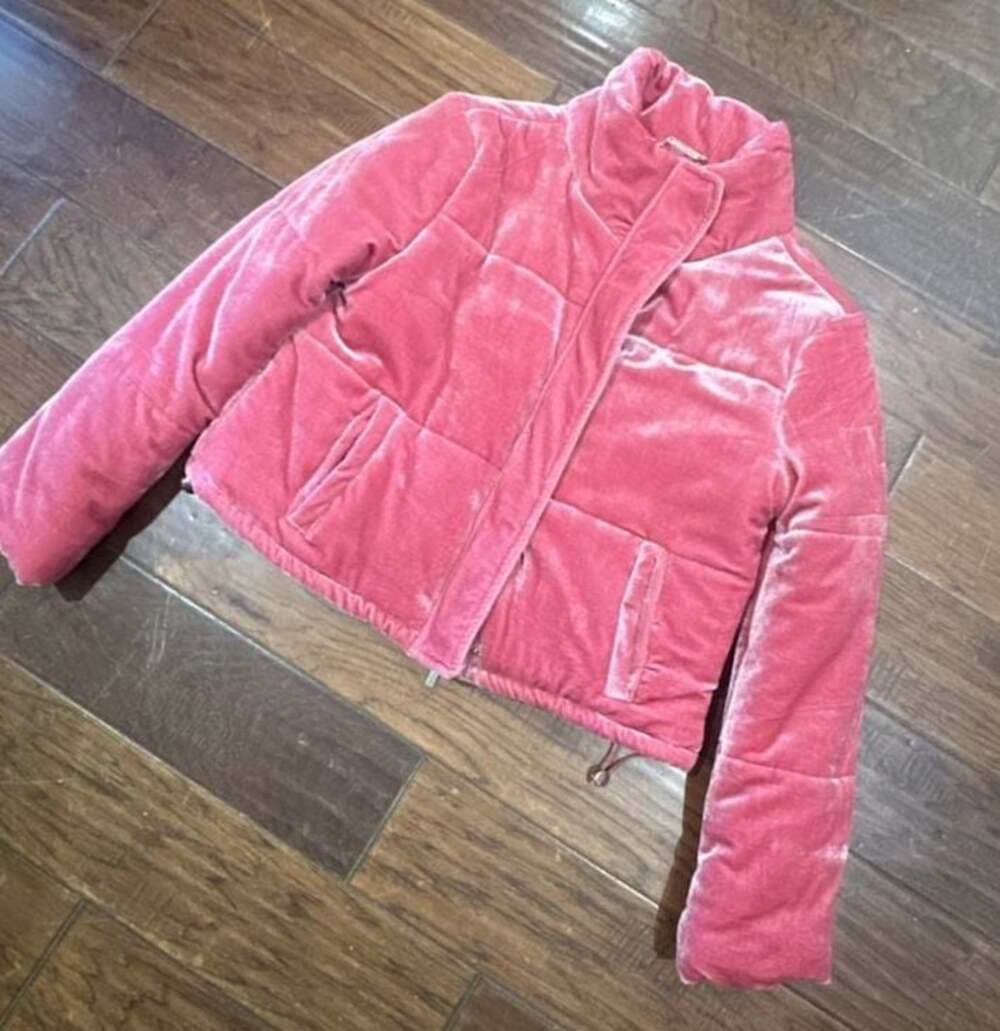 Jou Jou Pink Velvet Puffer Jacket